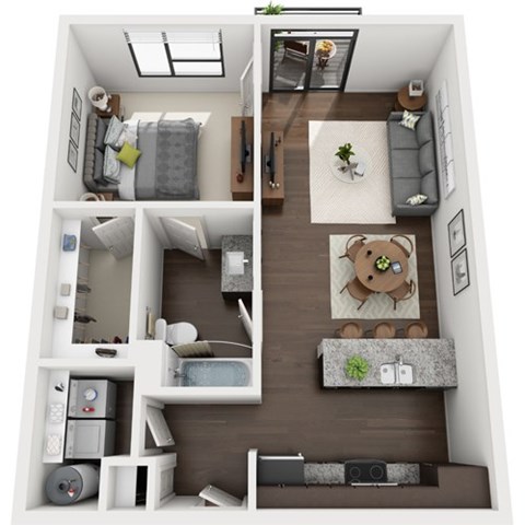 Floor plan for 1 bed, 1 bath, 804 sqft